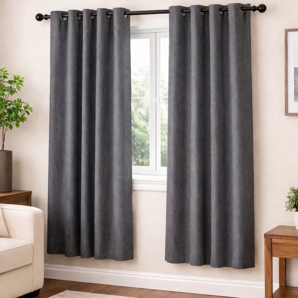 Elegant Gray Blackout Curtains. 40W X 64H. Set of 2